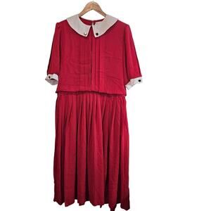 Vintage Liz Roberts Dress Women Sz 10 Red 90s Rockabilly Glam Preppy Cottage